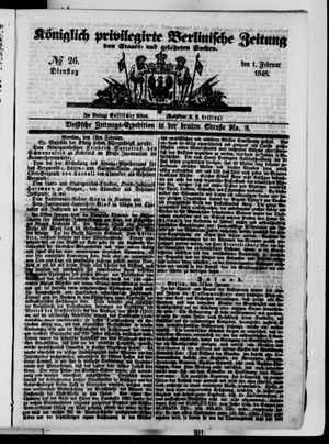 Königlich privilegirte Berlinische Zeitung von Staats- und gelehrten Sachen vom 01.02.1848