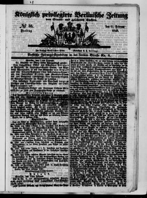 Königlich privilegirte Berlinische Zeitung von Staats- und gelehrten Sachen on Feb 11, 1848