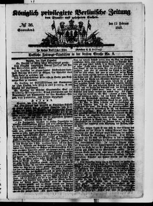 Königlich privilegirte Berlinische Zeitung von Staats- und gelehrten Sachen on Feb 12, 1848