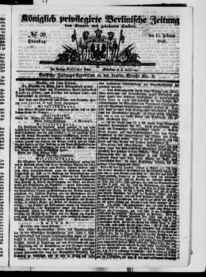 Königlich privilegirte Berlinische Zeitung von Staats- und gelehrten Sachen vom 15.02.1848