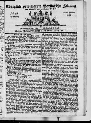 Königlich privilegirte Berlinische Zeitung von Staats- und gelehrten Sachen vom 23.02.1848