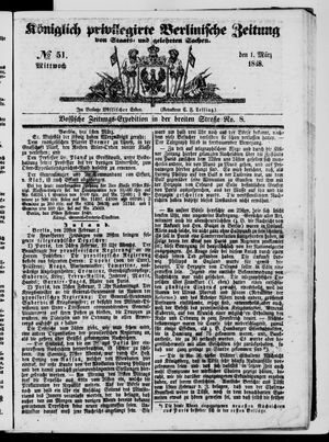 Königlich privilegirte Berlinische Zeitung von Staats- und gelehrten Sachen on Mar 1, 1848
