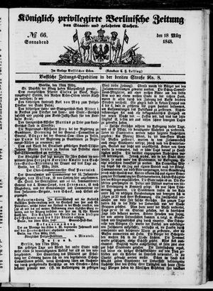 Königlich privilegirte Berlinische Zeitung von Staats- und gelehrten Sachen vom 18.03.1848