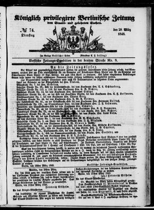 Königlich privilegirte Berlinische Zeitung von Staats- und gelehrten Sachen vom 28.03.1848