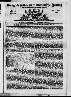 Königlich privilegirte Berlinische Zeitung von Staats- und gelehrten Sachen vom 11.04.1848