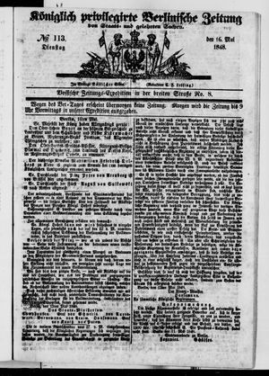 Königlich privilegirte Berlinische Zeitung von Staats- und gelehrten Sachen vom 16.05.1848