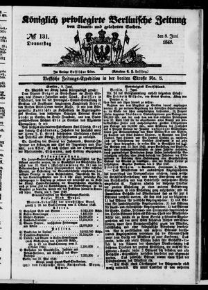 Königlich privilegirte Berlinische Zeitung von Staats- und gelehrten Sachen vom 08.06.1848