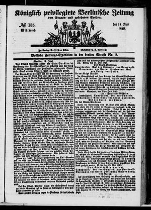 Königlich privilegirte Berlinische Zeitung von Staats- und gelehrten Sachen vom 14.06.1848