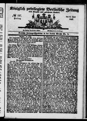 Königlich privilegirte Berlinische Zeitung von Staats- und gelehrten Sachen vom 16.06.1848
