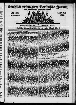 Königlich privilegirte Berlinische Zeitung von Staats- und gelehrten Sachen vom 17.06.1848
