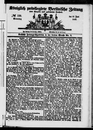 Königlich privilegirte Berlinische Zeitung von Staats- und gelehrten Sachen vom 18.06.1848