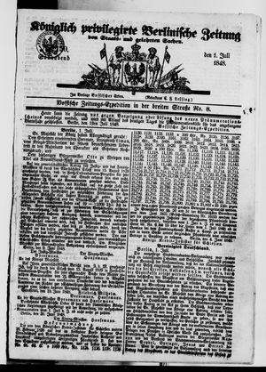 Königlich privilegirte Berlinische Zeitung von Staats- und gelehrten Sachen on Jul 1, 1848
