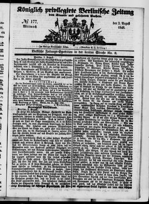 Königlich privilegirte Berlinische Zeitung von Staats- und gelehrten Sachen vom 02.08.1848