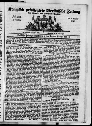 Königlich privilegirte Berlinische Zeitung von Staats- und gelehrten Sachen vom 06.08.1848