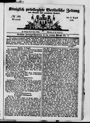 Königlich privilegirte Berlinische Zeitung von Staats- und gelehrten Sachen vom 16.08.1848