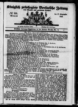 Königlich privilegirte Berlinische Zeitung von Staats- und gelehrten Sachen on Sep 27, 1848