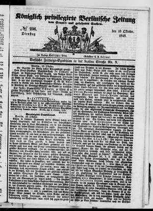 Königlich privilegirte Berlinische Zeitung von Staats- und gelehrten Sachen vom 10.10.1848