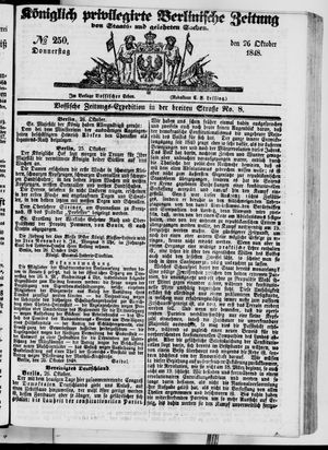 Königlich privilegirte Berlinische Zeitung von Staats- und gelehrten Sachen vom 26.10.1848