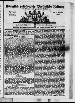 Königlich privilegirte Berlinische Zeitung von Staats- und gelehrten Sachen vom 31.10.1848