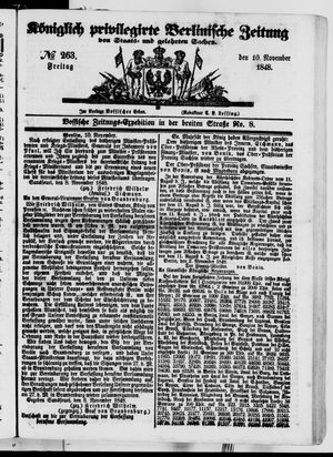 Königlich privilegirte Berlinische Zeitung von Staats- und gelehrten Sachen vom 10.11.1848