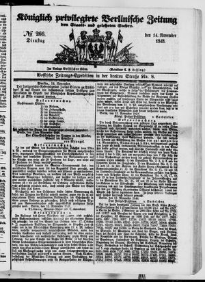 Königlich privilegirte Berlinische Zeitung von Staats- und gelehrten Sachen on Nov 14, 1848