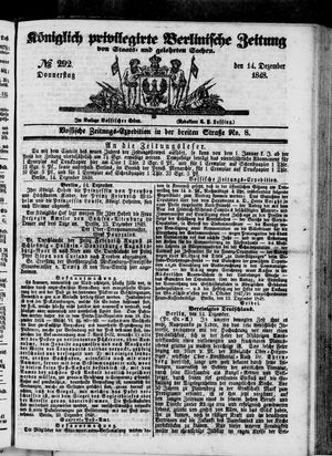Königlich privilegirte Berlinische Zeitung von Staats- und gelehrten Sachen on Dec 14, 1848