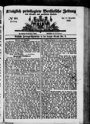 Königlich privilegirte Berlinische Zeitung von Staats- und gelehrten Sachen on Dec 15, 1848