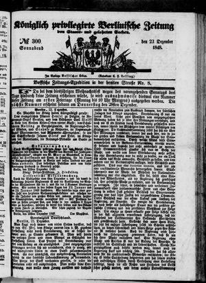 Königlich privilegirte Berlinische Zeitung von Staats- und gelehrten Sachen vom 23.12.1848