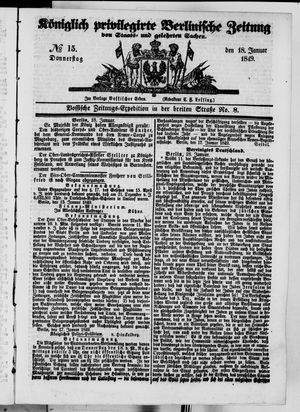 Königlich privilegirte Berlinische Zeitung von Staats- und gelehrten Sachen vom 18.01.1849