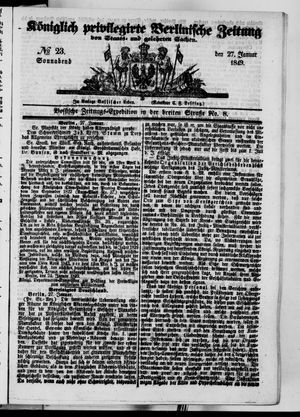 Königlich privilegirte Berlinische Zeitung von Staats- und gelehrten Sachen vom 27.01.1849