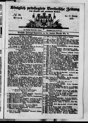 Königlich privilegirte Berlinische Zeitung von Staats- und gelehrten Sachen on Jan 31, 1849