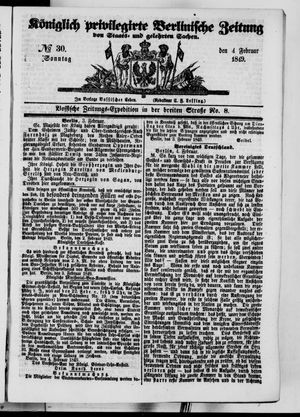 Königlich privilegirte Berlinische Zeitung von Staats- und gelehrten Sachen vom 04.02.1849