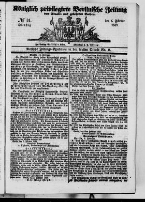 Königlich privilegirte Berlinische Zeitung von Staats- und gelehrten Sachen on Feb 6, 1849