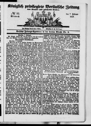Königlich privilegirte Berlinische Zeitung von Staats- und gelehrten Sachen vom 07.02.1849