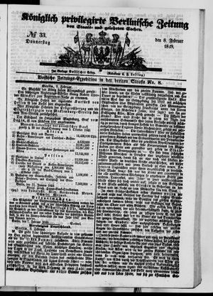 Königlich privilegirte Berlinische Zeitung von Staats- und gelehrten Sachen vom 08.02.1849