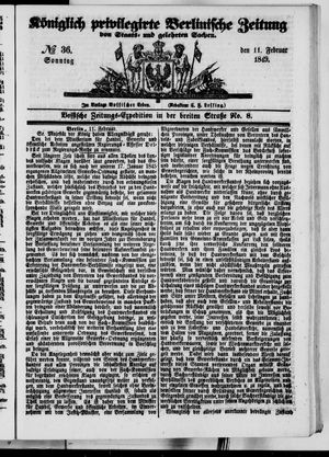 Königlich privilegirte Berlinische Zeitung von Staats- und gelehrten Sachen on Feb 11, 1849