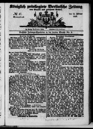 Königlich privilegirte Berlinische Zeitung von Staats- und gelehrten Sachen on Feb 24, 1849