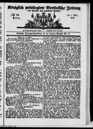 Königlich privilegirte Berlinische Zeitung von Staats- und gelehrten Sachen vom 02.03.1849