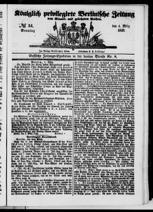 Königlich privilegirte Berlinische Zeitung von Staats- und gelehrten Sachen vom 04.03.1849