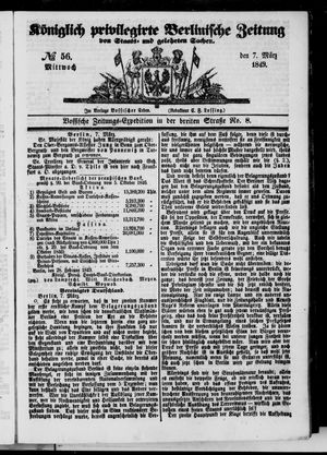Königlich privilegirte Berlinische Zeitung von Staats- und gelehrten Sachen vom 07.03.1849