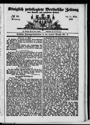 Königlich privilegirte Berlinische Zeitung von Staats- und gelehrten Sachen on Mar 11, 1849