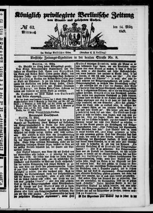 Königlich privilegirte Berlinische Zeitung von Staats- und gelehrten Sachen vom 14.03.1849