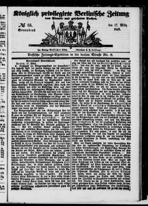 Königlich privilegirte Berlinische Zeitung von Staats- und gelehrten Sachen on Mar 17, 1849