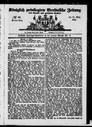 Königlich privilegirte Berlinische Zeitung von Staats- und gelehrten Sachen vom 22.03.1849