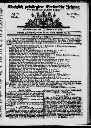 Königlich privilegirte Berlinische Zeitung von Staats- und gelehrten Sachen vom 27.03.1849