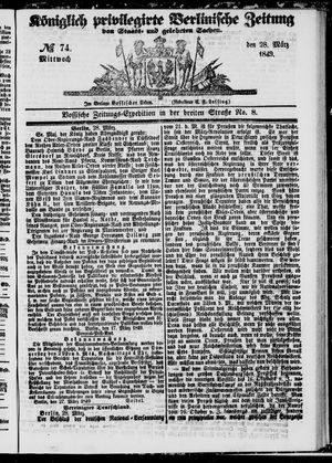 Königlich privilegirte Berlinische Zeitung von Staats- und gelehrten Sachen vom 28.03.1849