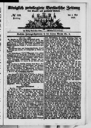 Königlich privilegirte Berlinische Zeitung von Staats- und gelehrten Sachen on May 4, 1849