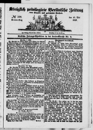 Königlich privilegirte Berlinische Zeitung von Staats- und gelehrten Sachen on May 10, 1849