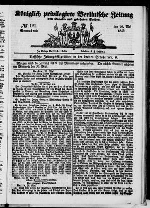 Königlich privilegirte Berlinische Zeitung von Staats- und gelehrten Sachen vom 26.05.1849