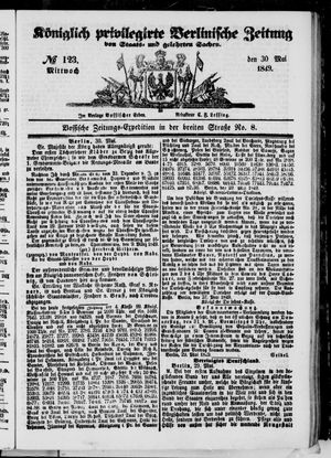 Königlich privilegirte Berlinische Zeitung von Staats- und gelehrten Sachen vom 30.05.1849
